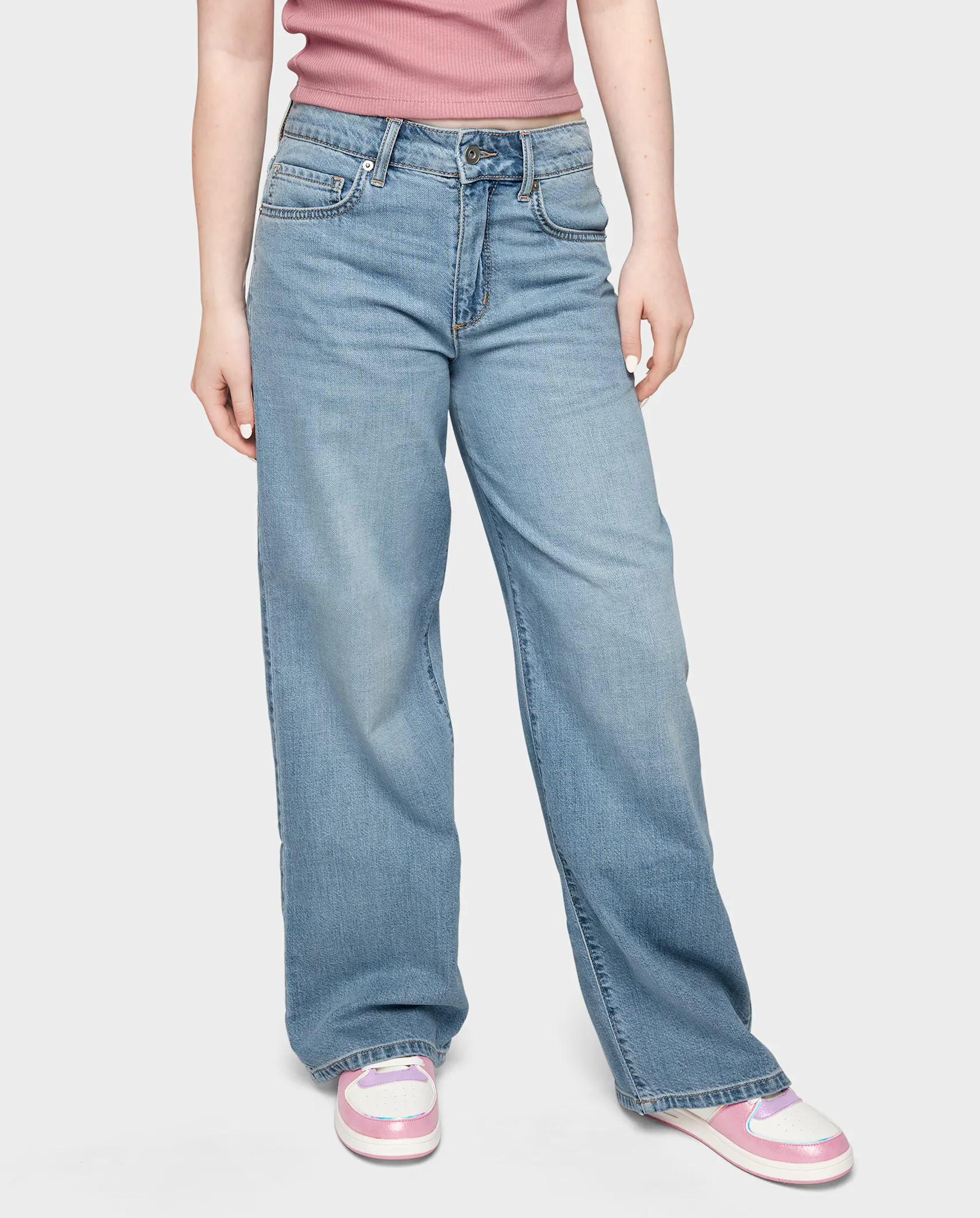 Tween Girls Low Rise Wide Leg Jeans - light wash | The Children's Place