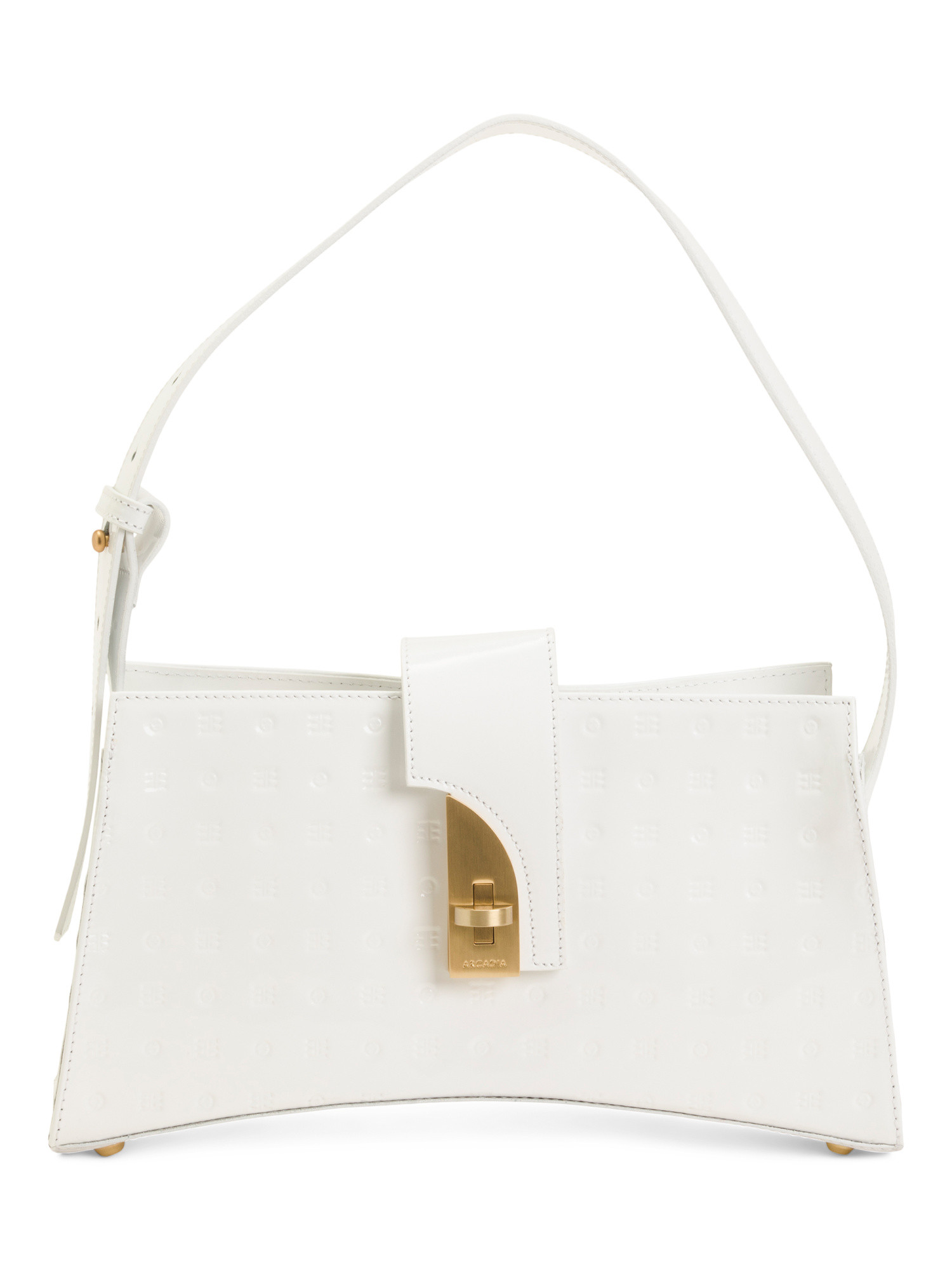 Made In Italy Patent Leather Sculpted Shoulder Bag With Flap Hardware | TJ Maxx