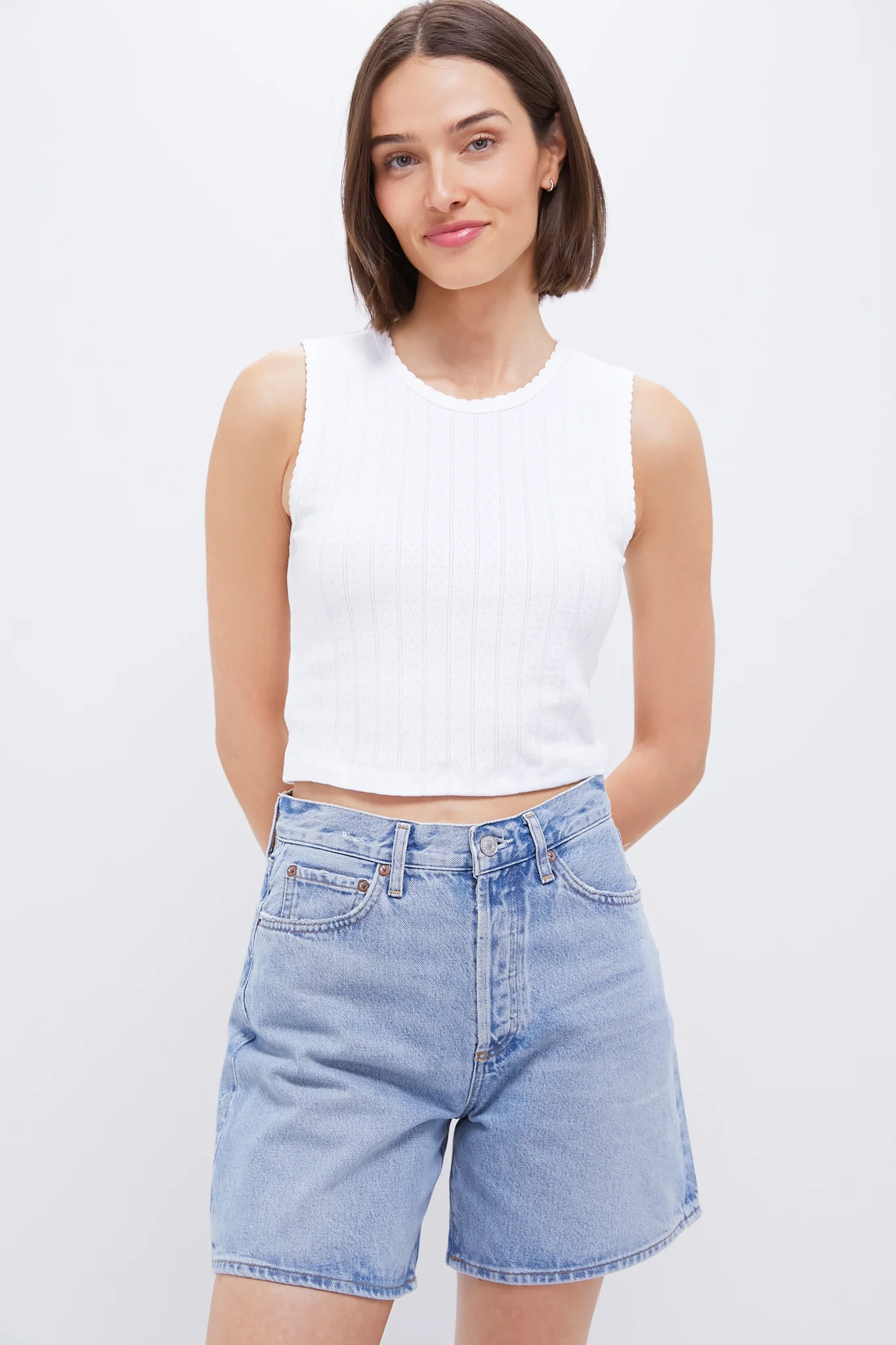 White Pointelle Sleeveless Crew | Tuckernuck (US)