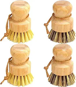 Bamboo Dish Brush Set, 4 Pcs Palm Wooden Dish Scrubber Brush, Bubble Up Dish Brushes, Durable Woo... | Amazon (US)
