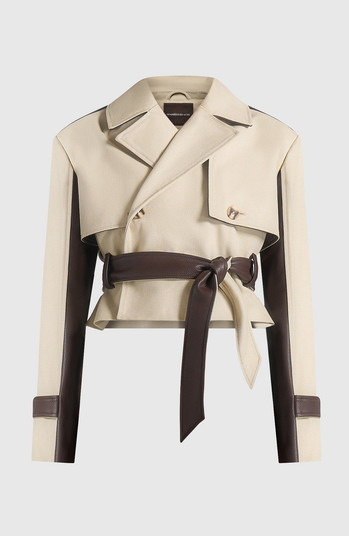 Lelia Cropped Gabardine Trench Coat With Belt | Nordstrom