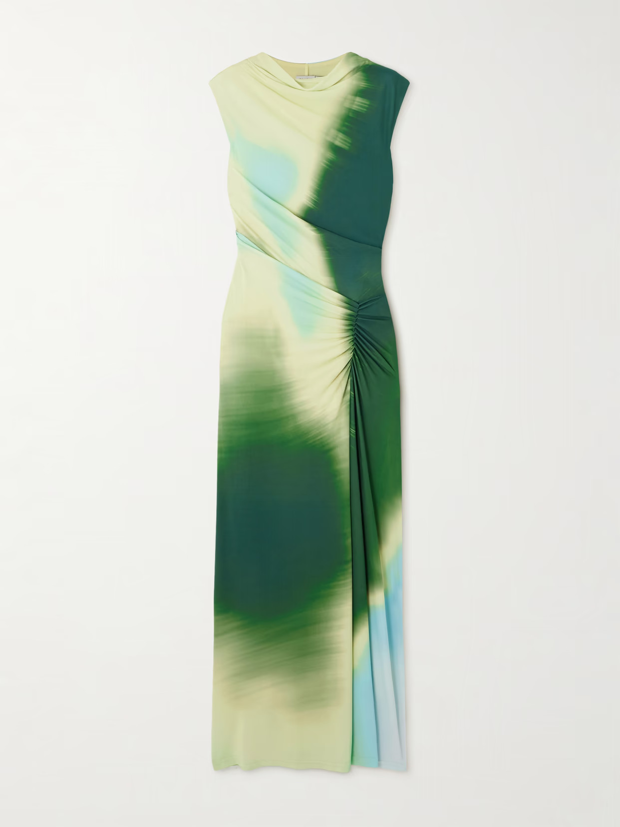 SIMKHAI - Acacia Tie-dyed Ruched Stretch-jersey Midi Dress - Green | NET-A-PORTER (US)