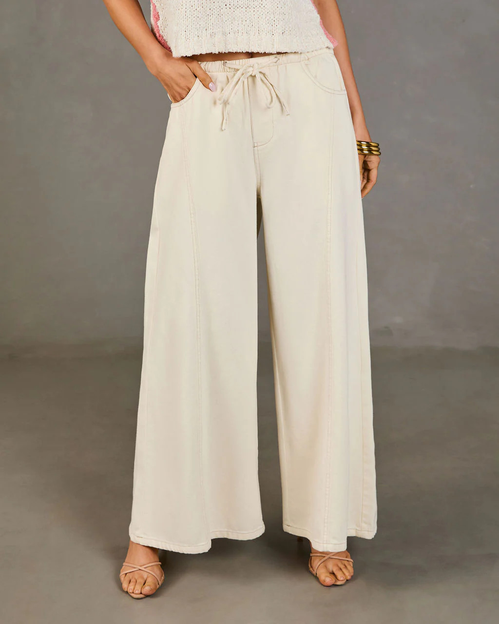 Zenah Rigid High Rise Wide Leg Drawstring Jeans | VICI