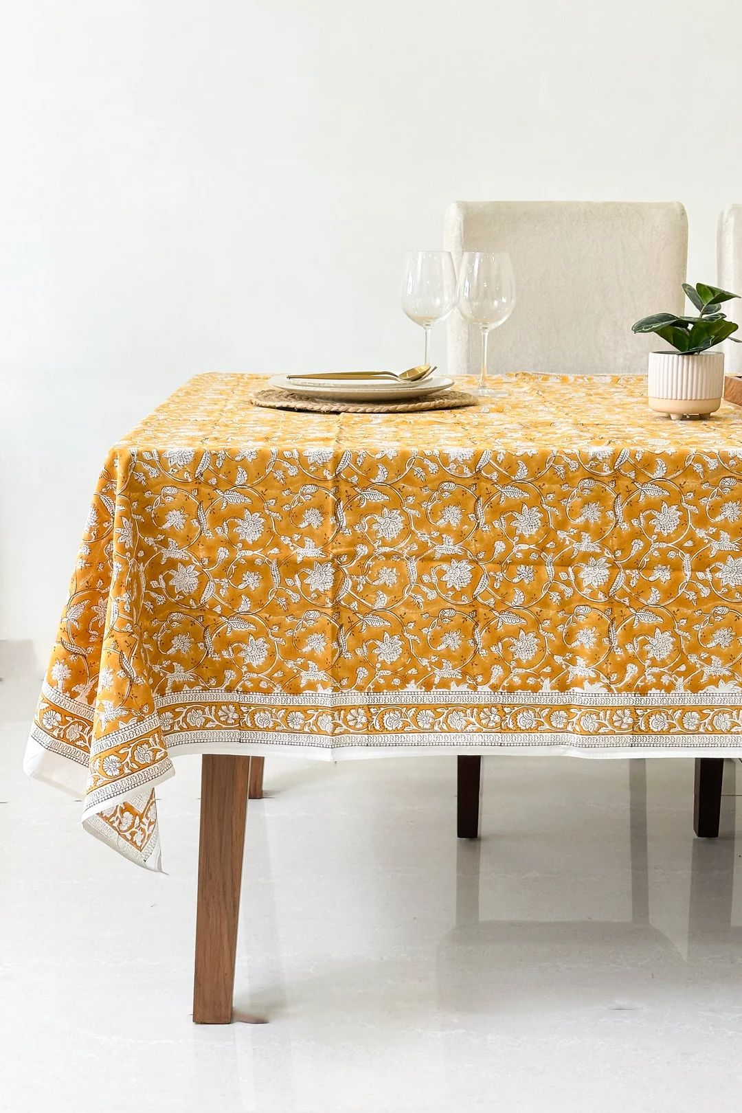 Mustard Floral Tablecloth for Dining Table Kitchen Table - Etsy | Etsy (US)