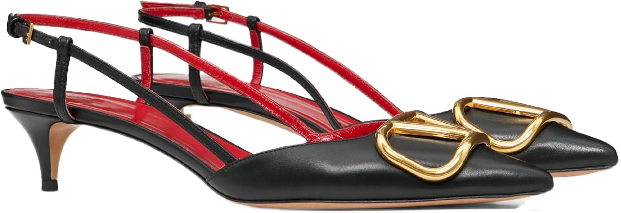 Slingback Kitten Heels for Women Patent Leather Pumps Pointed Toe Low Heeled Sandals Slip on Heels for Prom, Wedding, Party | Amazon (US)