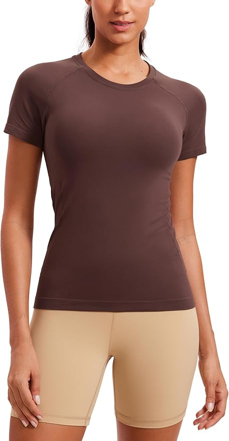 CRZ YOGA Seamless Workout Tops for Women Short Sleeve Athletic Tees Breathable Gym Running Yoga S... | Amazon (US)