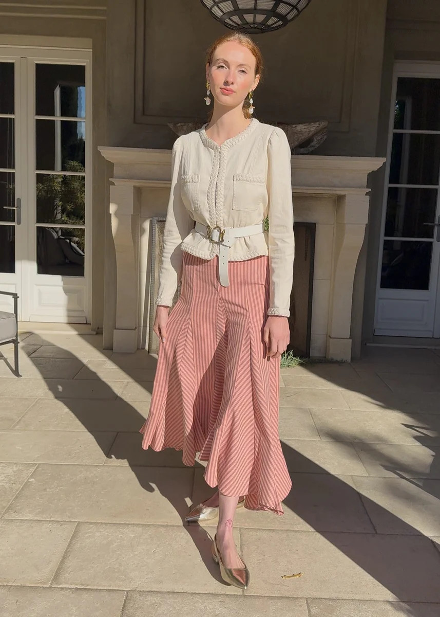 Lexi Flounce Hem Stripe Maxi Skirt - Coral | Benaar La