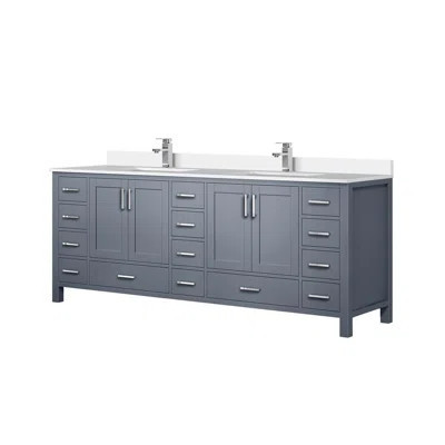 Dark Grey Double Bath Vanitywith Cultured Marble Top and Faucet Set | Wayfair North America