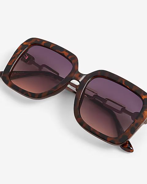 Retro Oversized Square Frame Chain Sunglasses | Express