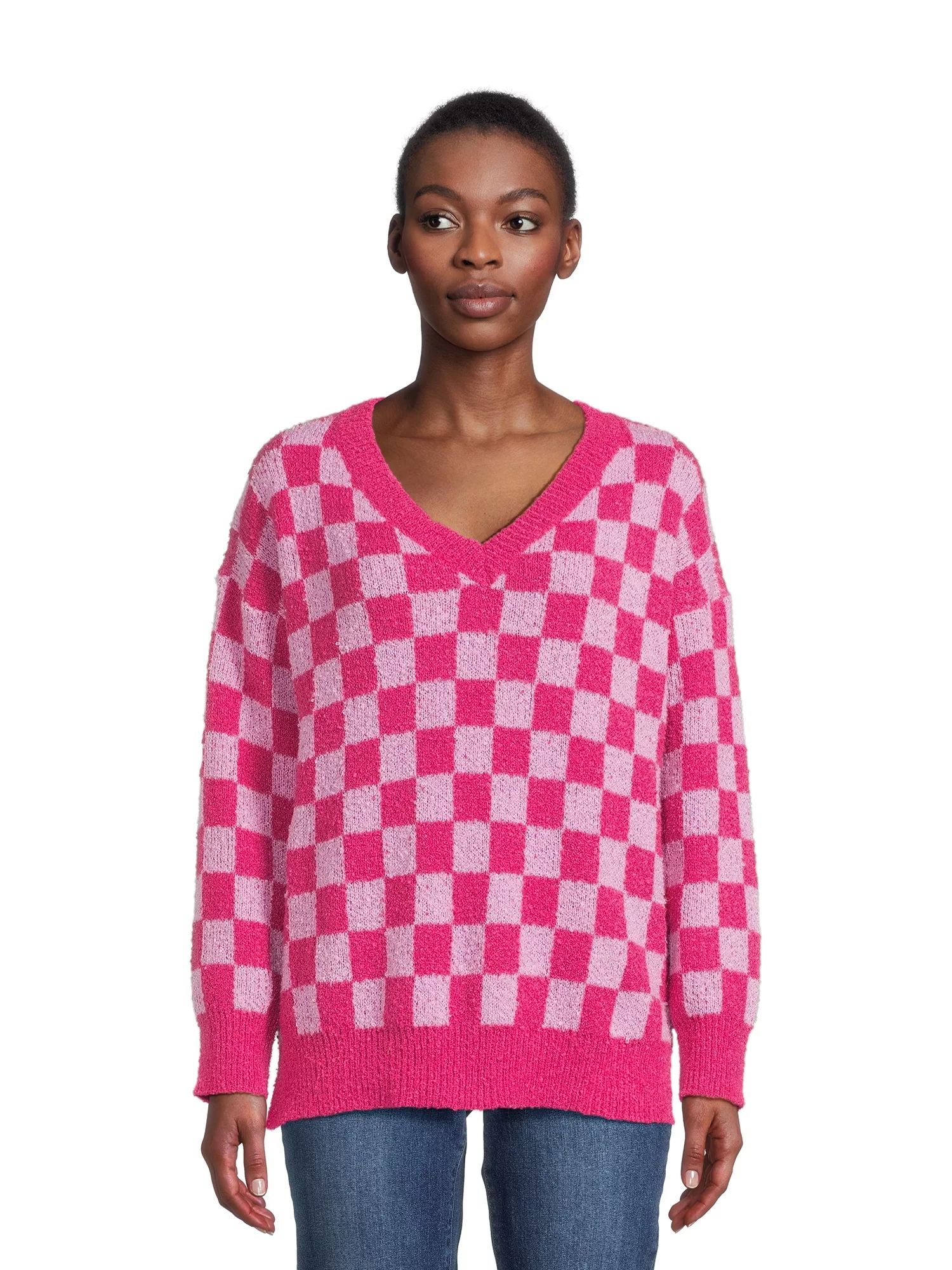 Dreamers By Debut Women's Oversized Tunic V Neck Sweater, Midweight - Walmart.com | Walmart (US)