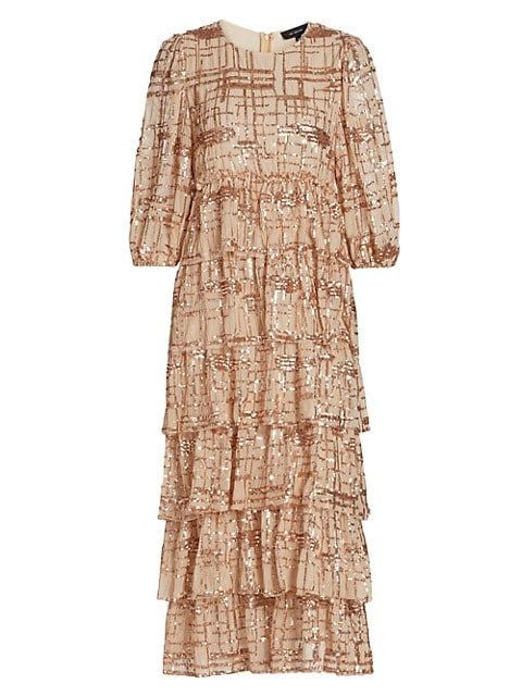 Tiered Sequin Midi-Dress | Saks Fifth Avenue