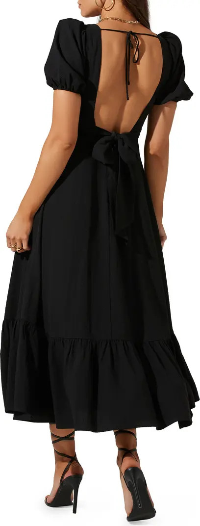 Tie Back Puff Sleeve Midi Dress | Nordstrom