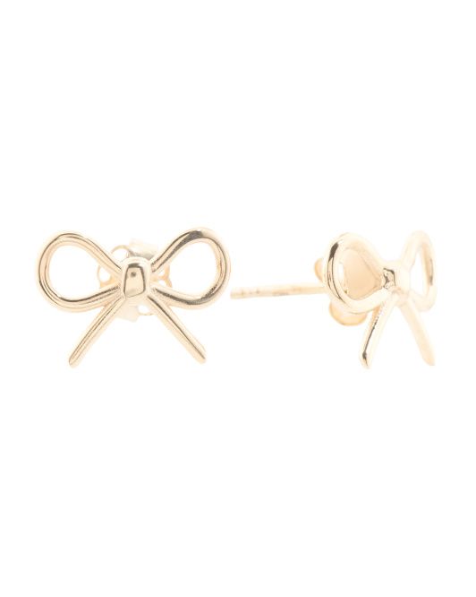 Made In Italy 14k Gold Bow Stud Earrings | TJ Maxx