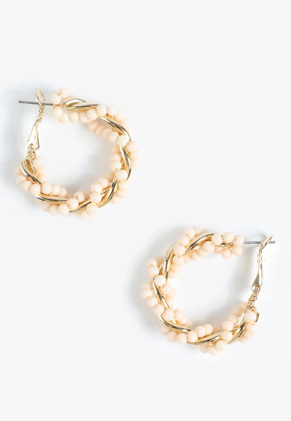 Neutral Beaded Hoop Earrings | Maurices