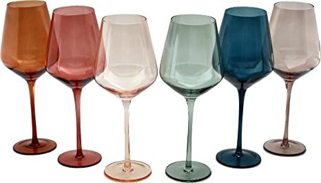 Saludi Colored Wine Glasses, 16.5oz (Set of 6) Stemmed Multi-Color Glass - Great for all Wine Typ... | Amazon (US)