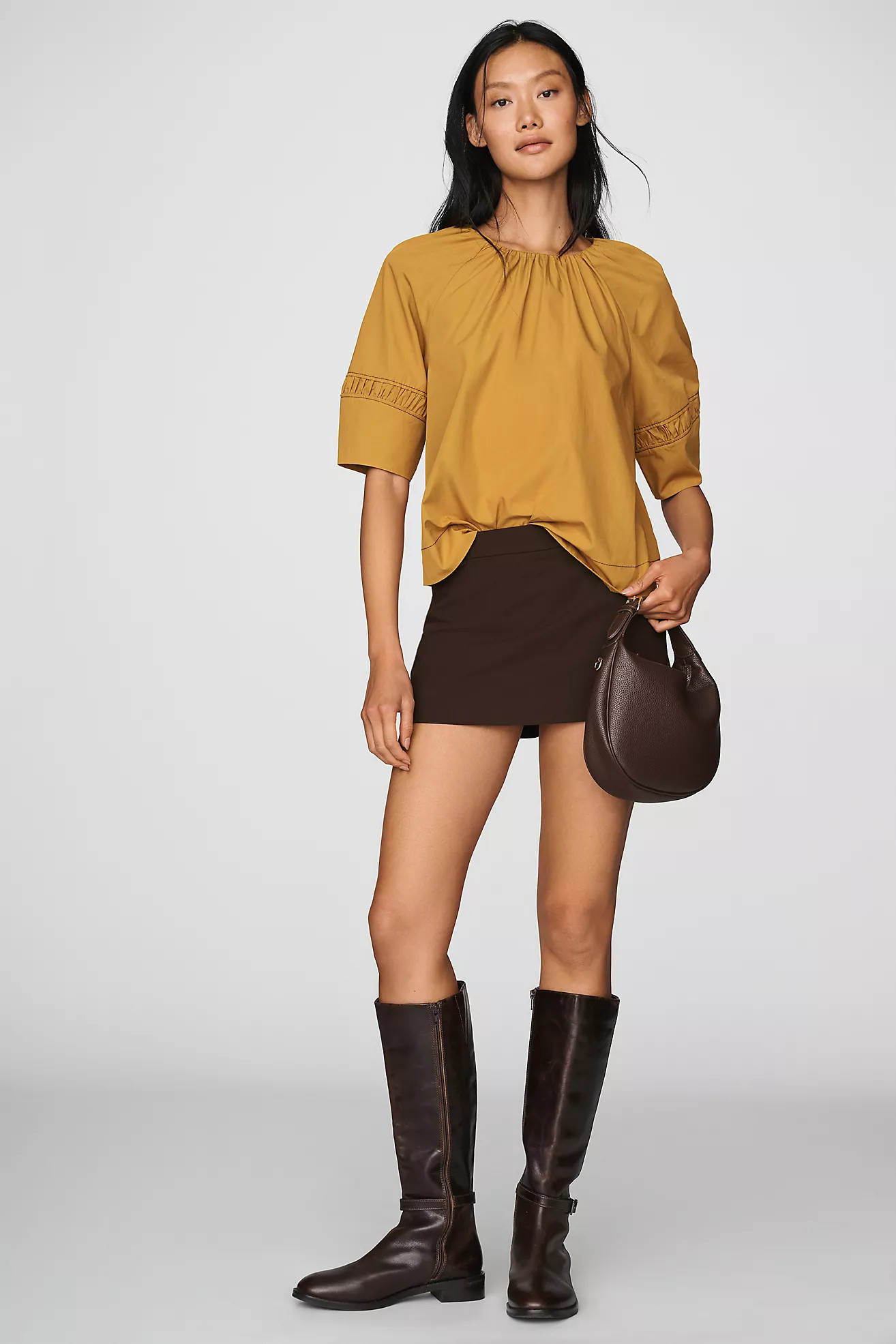 Maeve 100% Cotton Smocked Short-Sleeve Blouse | Anthropologie (US)