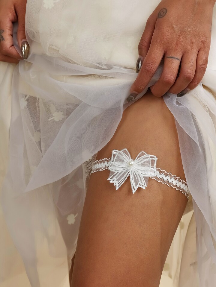 Faux Pearl Bow Decor Elegant Bridal Garter Belt For Wedding | SHEIN