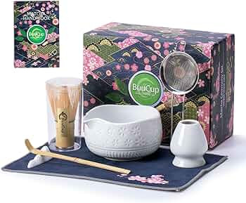 Matcha Whisk Set, Ceramic & Bamboo, 7 Pcs, White, Includes Bowl, Whisk, Holder, Scoop, Rest, Sift... | Amazon (US)