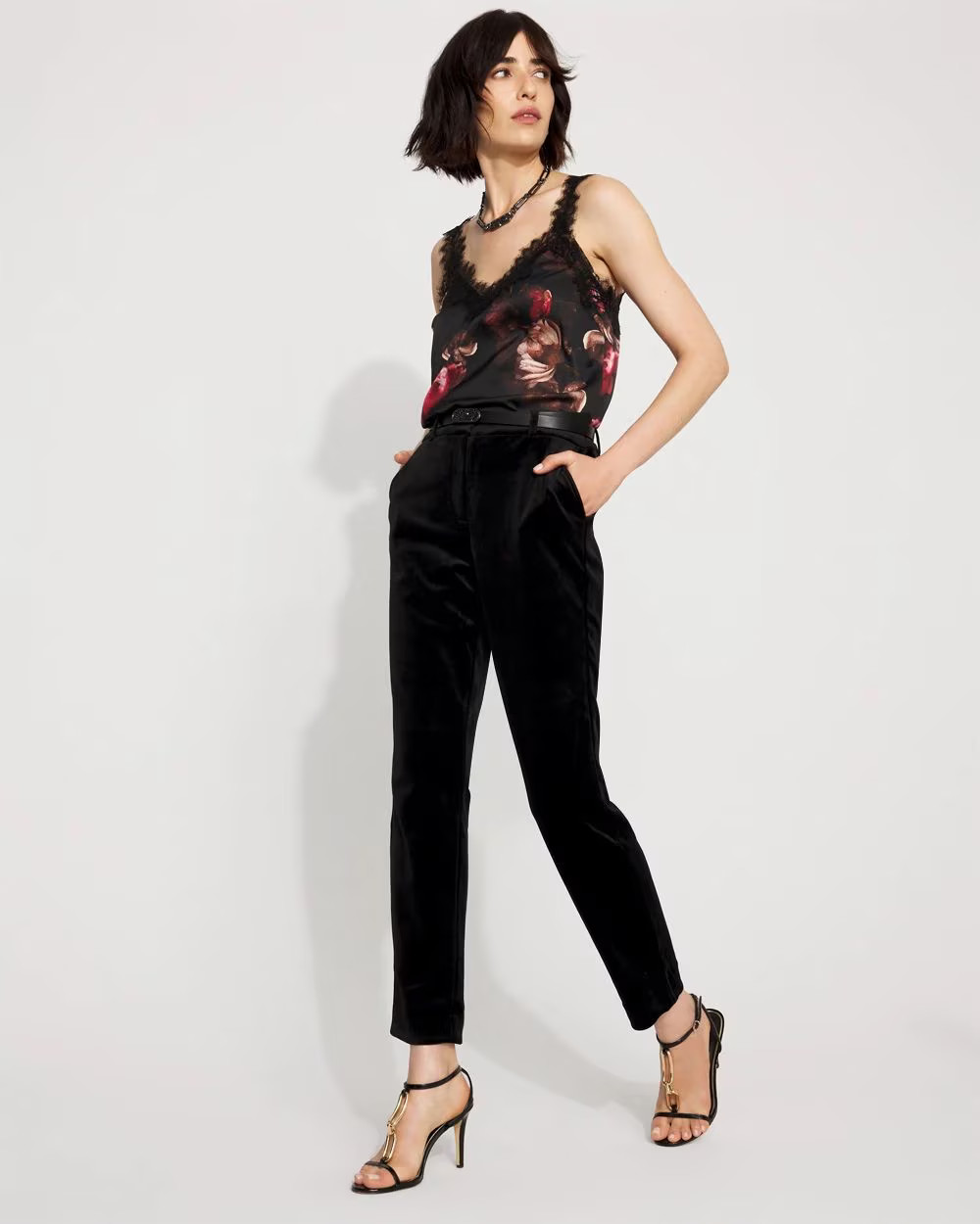 Elle Velvet Slim Ankle Pant | White House Black Market