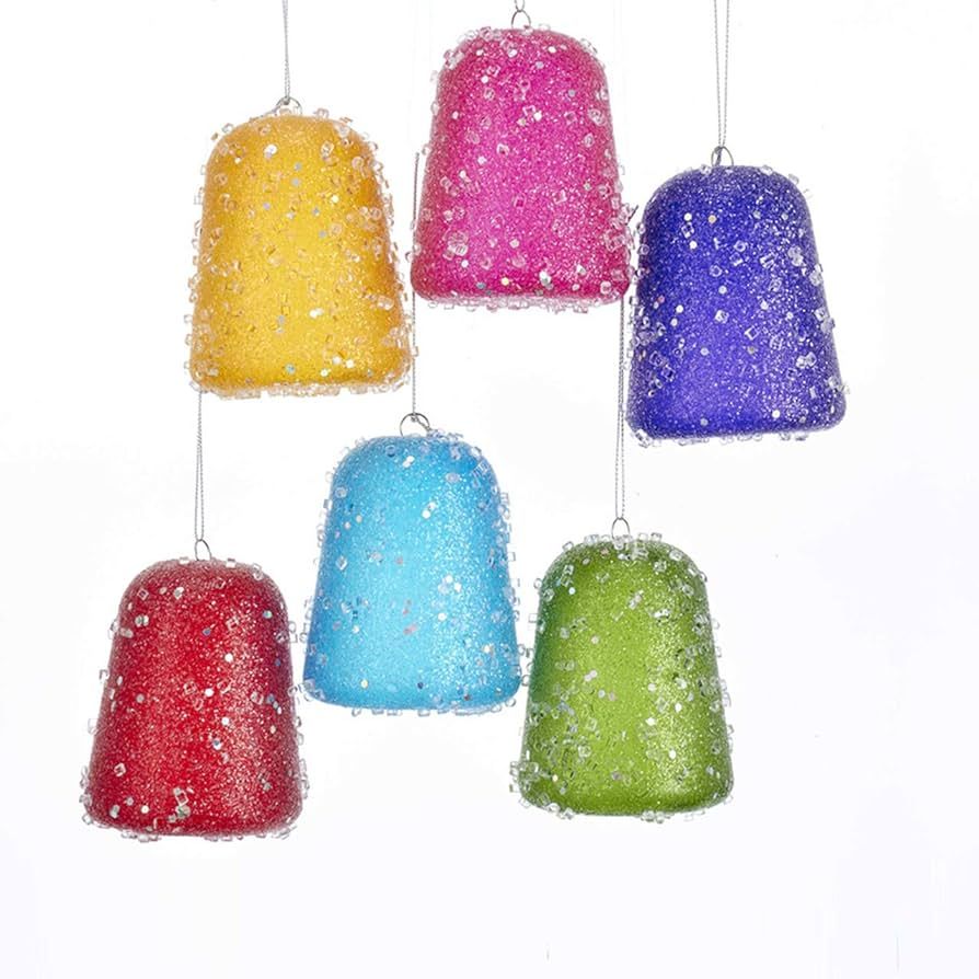 Glittered Gum Drop Ornaments, 6 Assorted | Amazon (US)