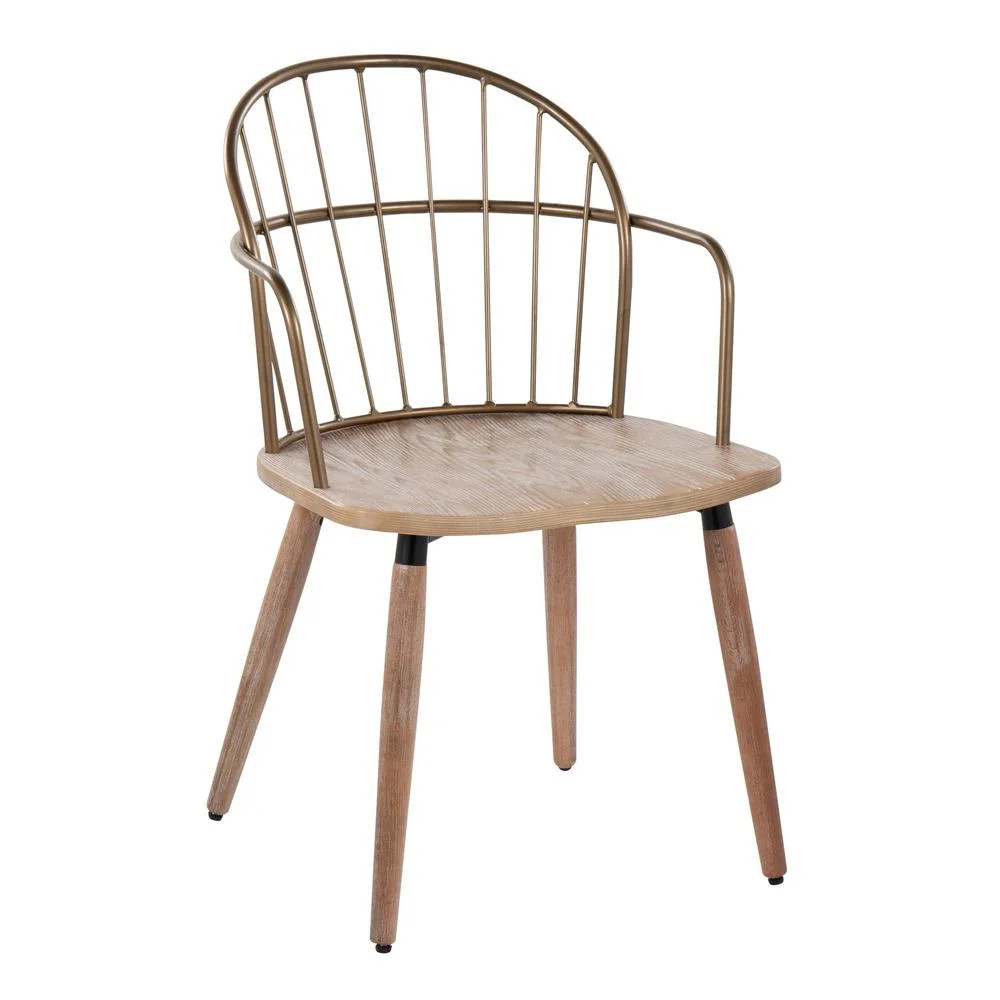 LumiSource Antique Copper Metal, White Washed Wood Riley Chair | Walmart (US)