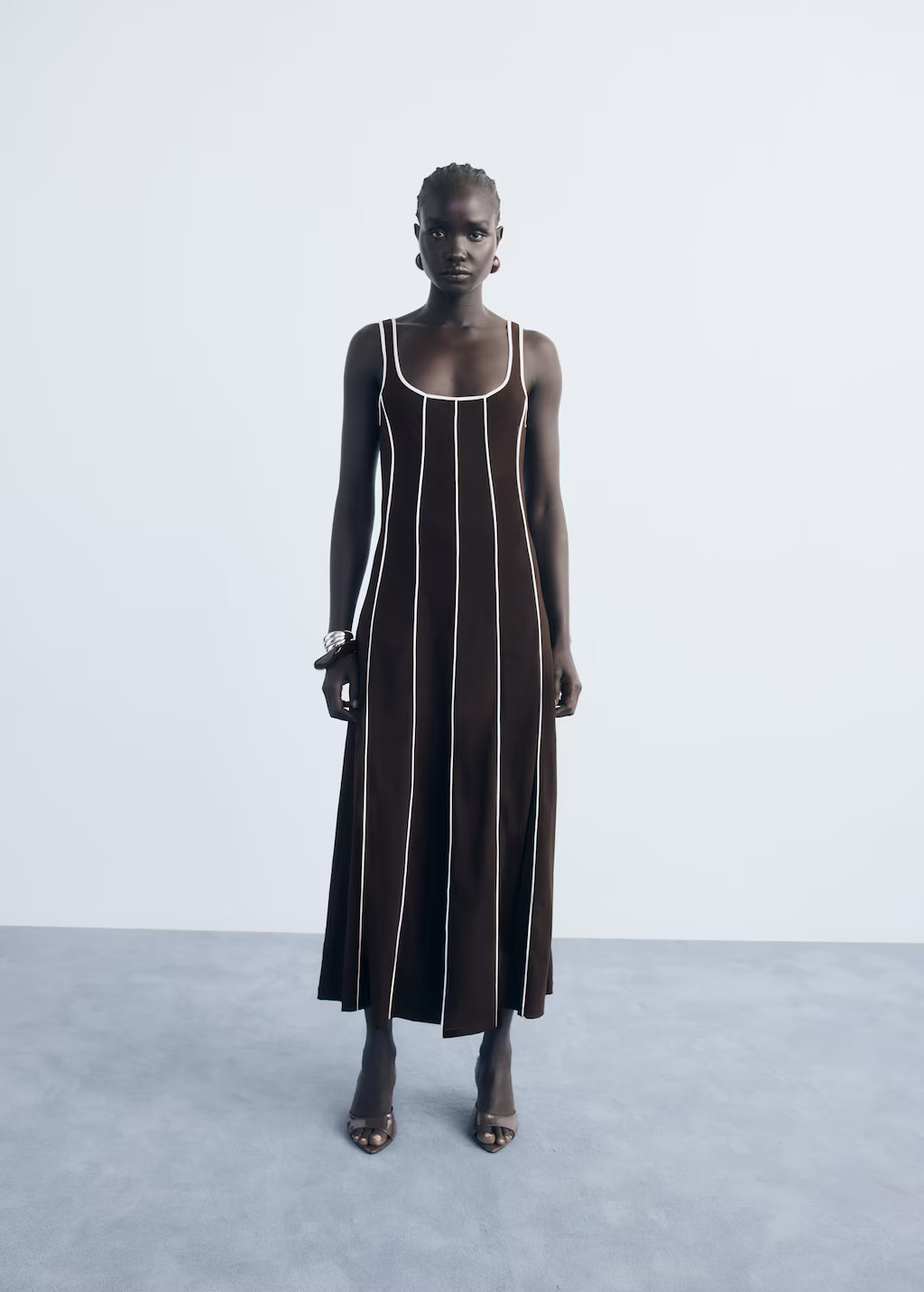 Striped cotton dress brown - Woman - 4 - MANGO | Mango (US/MX/AU)