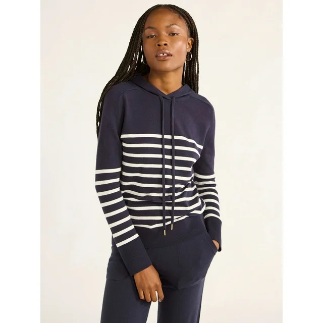 Free Assembly Women's and Women's Plus Cozy Yarn Hoodie Sweater with Long Sleeves, Sizes XS-4X | Walmart (US)