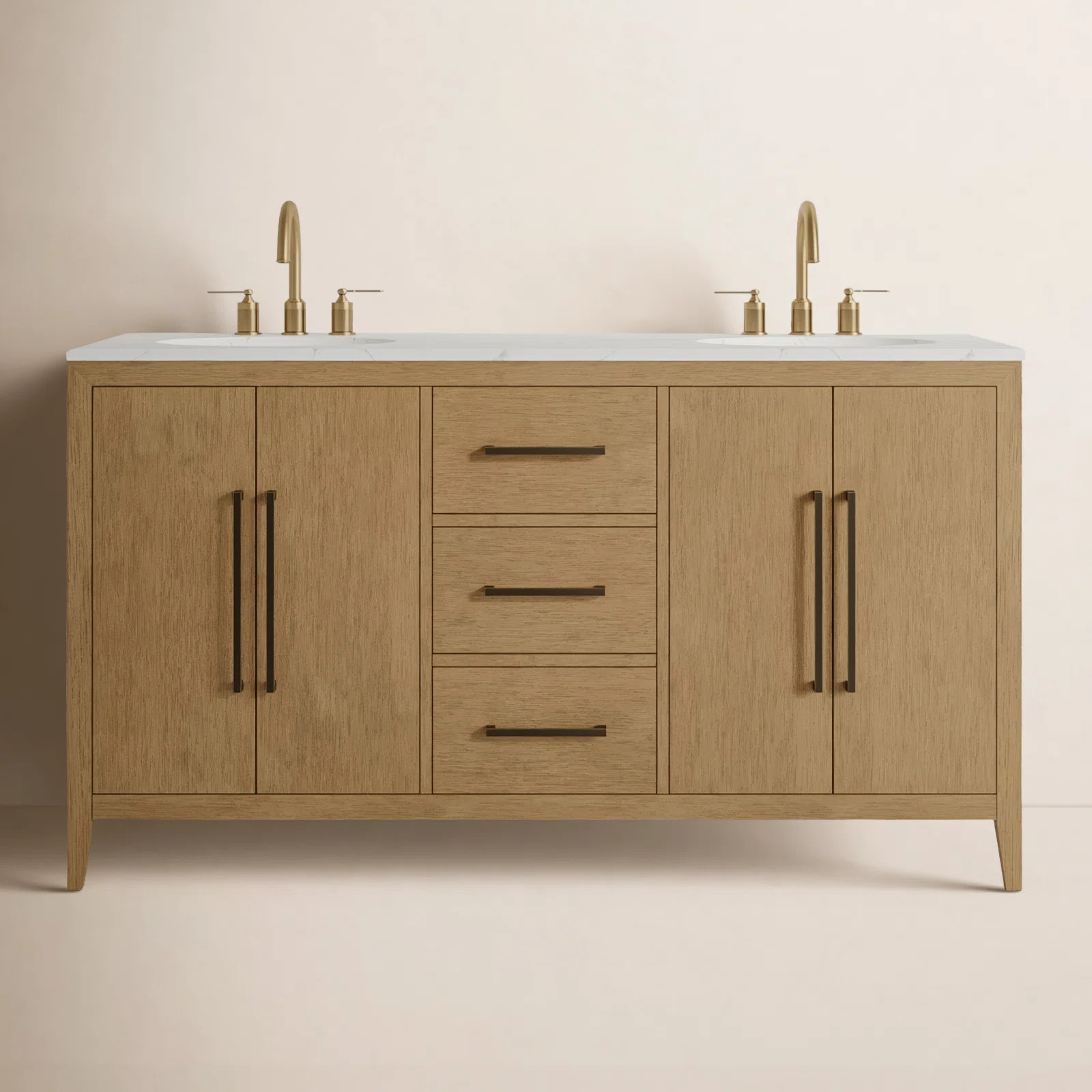 Alsup 60'' Double Bathroom Vanity with Quartz Top | Wayfair North America