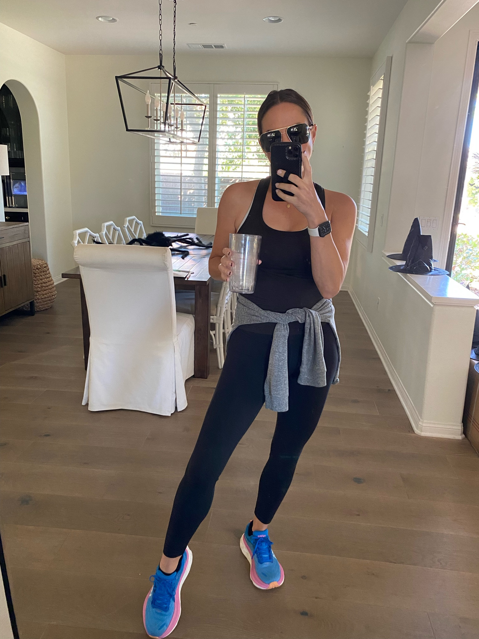 Outfit for PT! Size 4 in the top and leggings and sneakers run tts. 

#LTKfindsunder100 #LTKover40 #LTKfitness