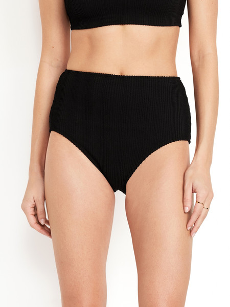 High-Waisted Textured Bikini Swim Bottoms | Old Navy (US)