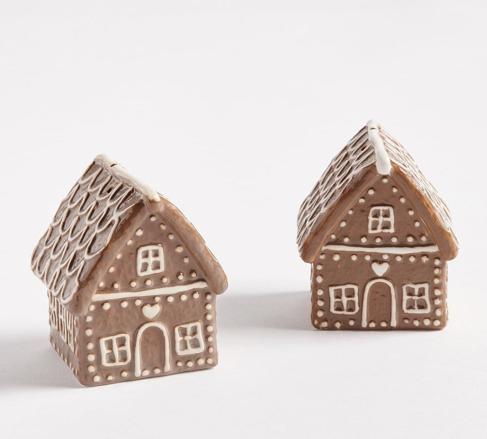 Gingerbread House Stoneware Salt & Pepper Shakers | Pottery Barn (US)