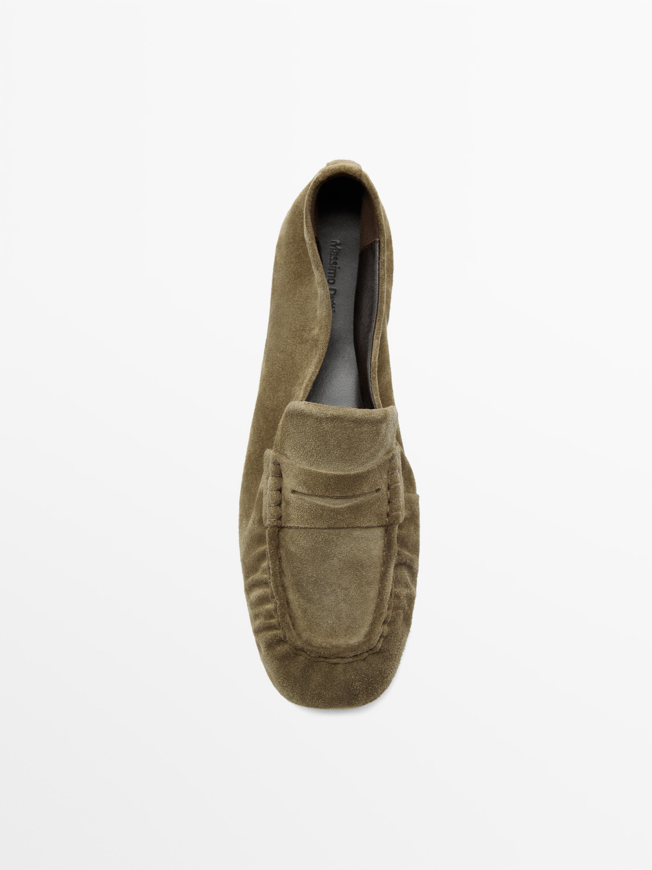 Soft split leather loafers | Massimo Dutti US