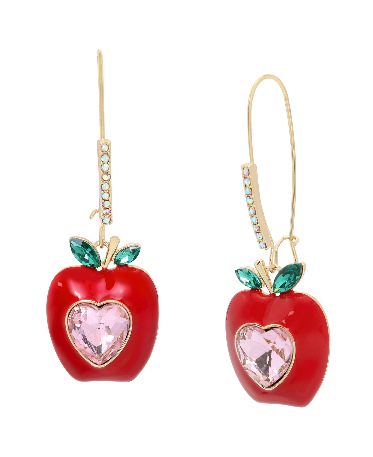 Betsey Johnson Faux Stone Apple Dangle Earrings - Red | Macy's