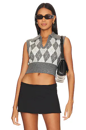 Sara Polo Vest in Light Grey Charcoal | Revolve Clothing (Global)