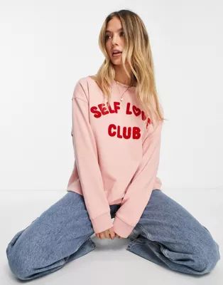 New Look Self Love Club logo sweatshirt in pink | ASOS (Global)
