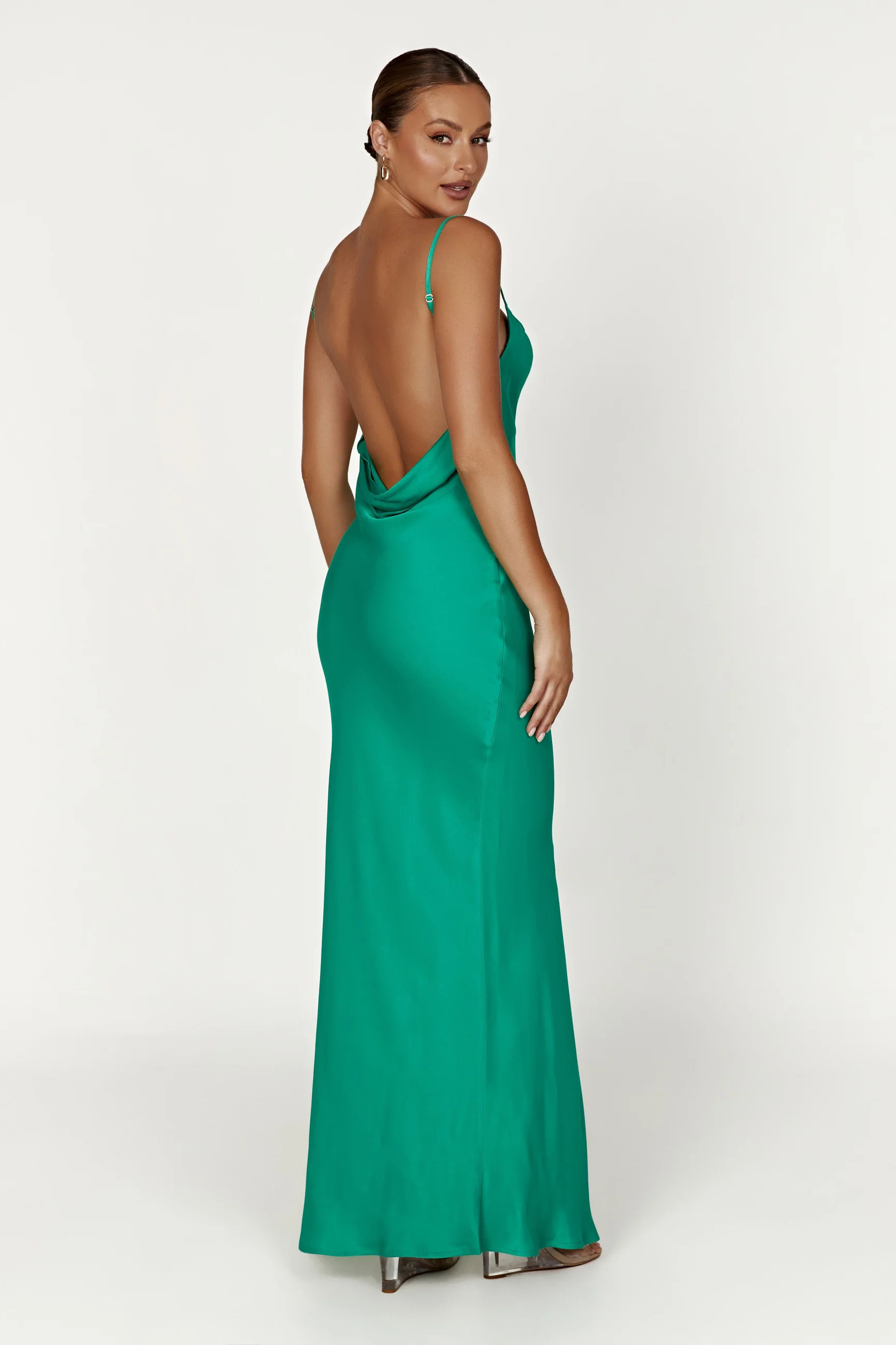 Jade Cowl Neck Backless Maxi Dress - Green | MESHKI US