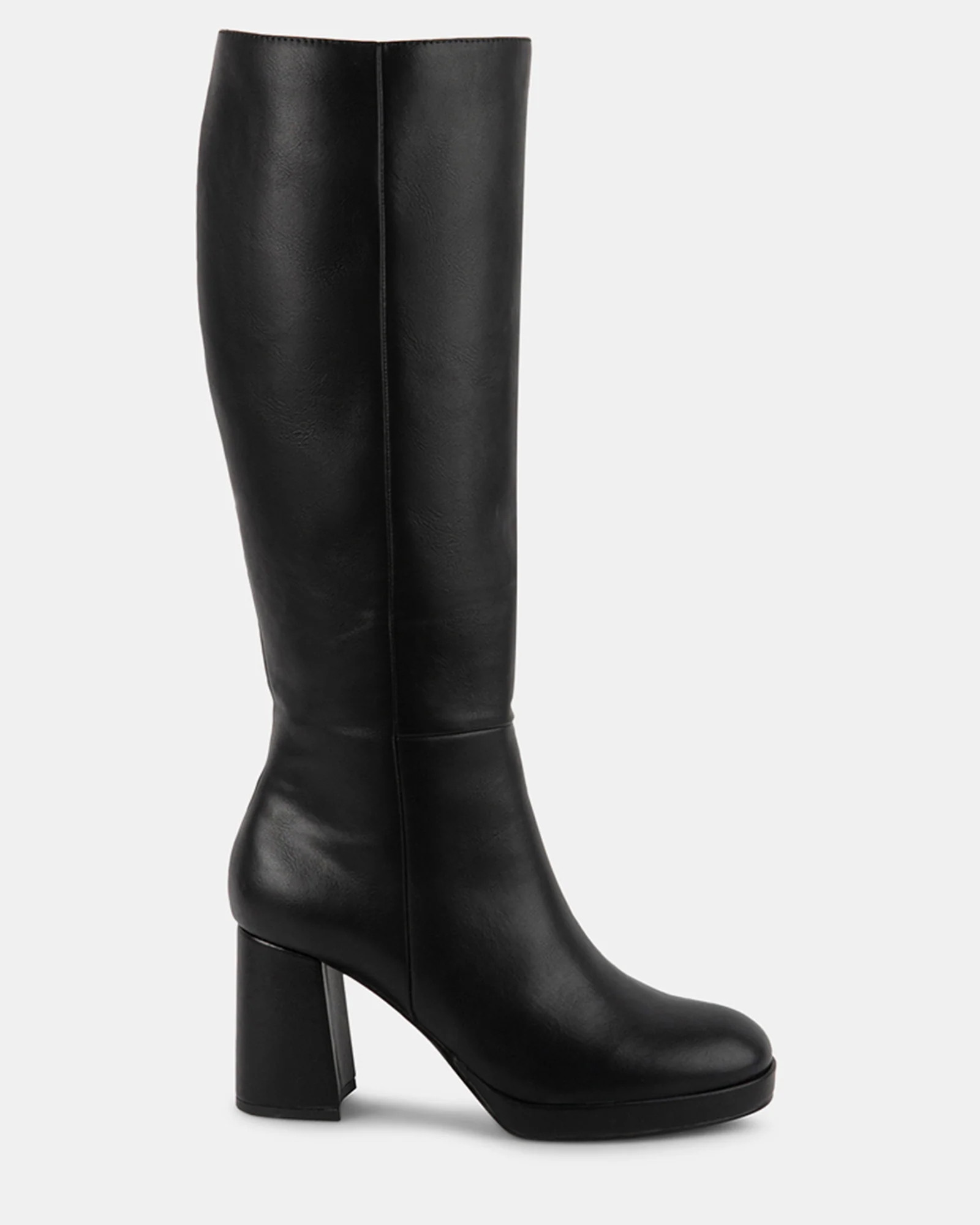 RADIANCE Black Knee-High Block Heel Boots | Women's Designer Boots | Steve Madden (Canada)