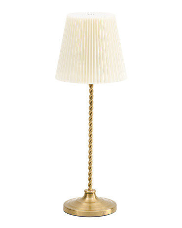 15.75in Rechargeable Fluted Lamp With Twisted Base | Lighting | Marshalls | Marshalls