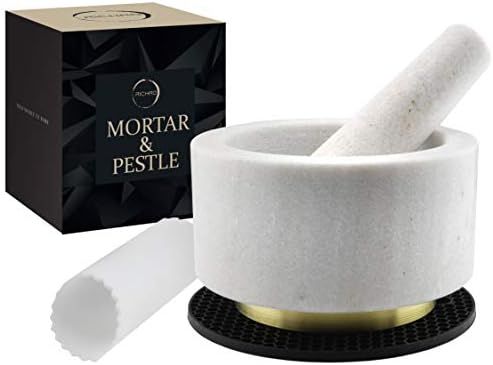 Mortar and Pestle Set 100% Natural Heavy Marble 5.5 inch 2 Cups Capacity - Solid Stone Grinder Pe... | Amazon (US)