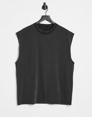 ASOS DESIGN oversized organic tank in black acid wash | ASOS (Global)