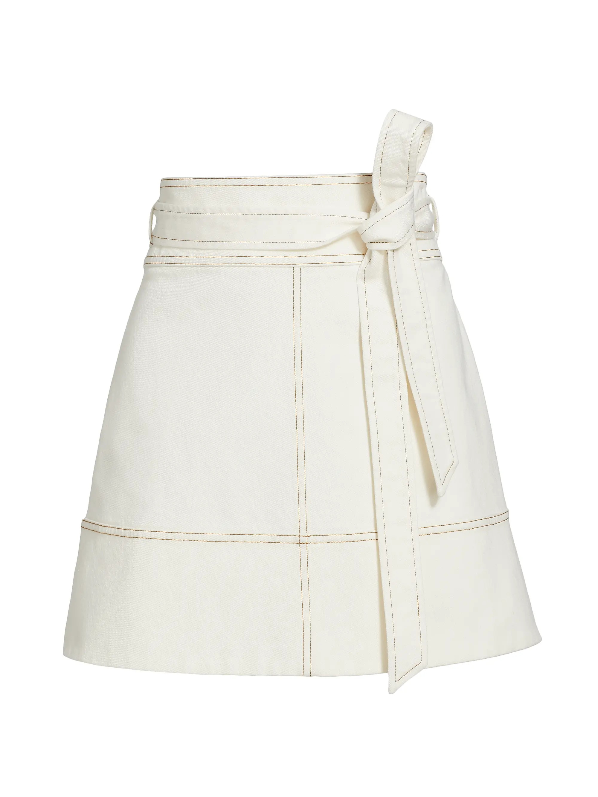 Courtney Denim Tie-Waist A-Line Skirt | Saks Fifth Avenue
