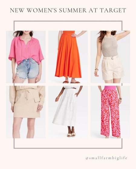 New women’s summer styles at Target. Summer outfit. Flowy elbow sleeve popover blouse. Mid rise 90s baggy jean shorts. Pull on a-line maxi skirt. High rise belted tailored shorts. Sleeveless crewneck pullover sweater. Cream buckle mule heels. White eyelet midi a-line skirt. Mid rise pull on pants. Fleece cargo mini skirt  

#LTKOver40 #LTKFindsUnder50 #LTKSeasonal
