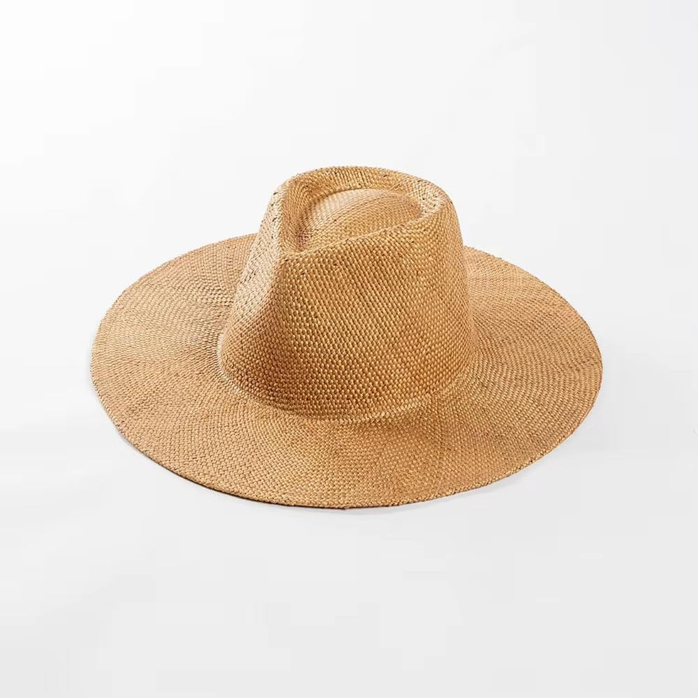 Wide Hand Woven Stiff Straw Hat | Amazon (US)