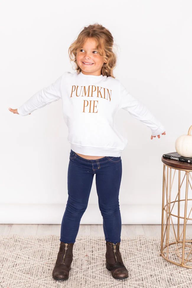 Kids Pumpkin Pie White Graphic Sweatshirt | The Pink Lily Boutique
