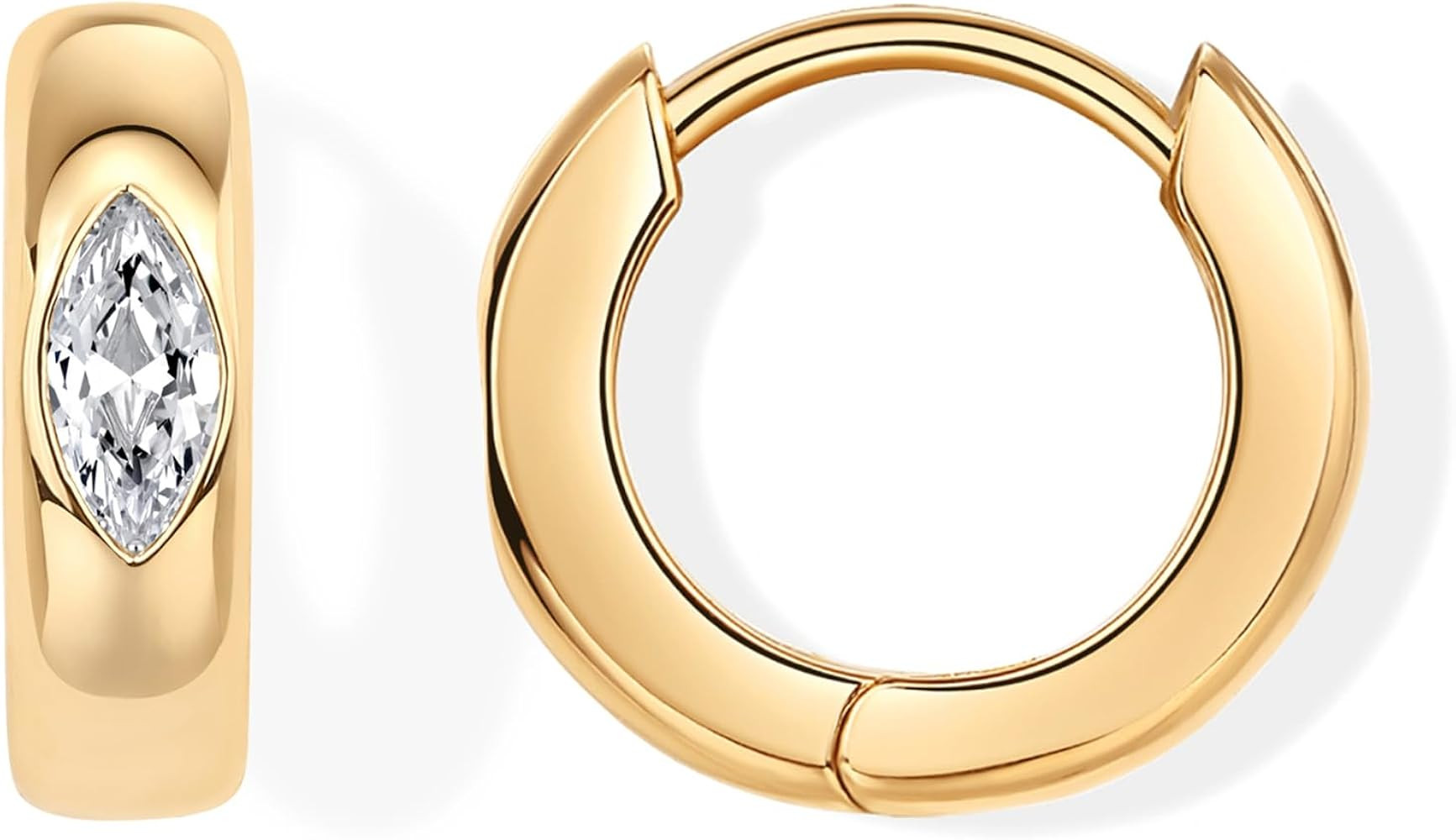 PAVOI 14K Gold Plated 925 Sterling Silver Cubic Zirconia Huggie Earrings | U-Shaped Snake Solitai... | Amazon (US)