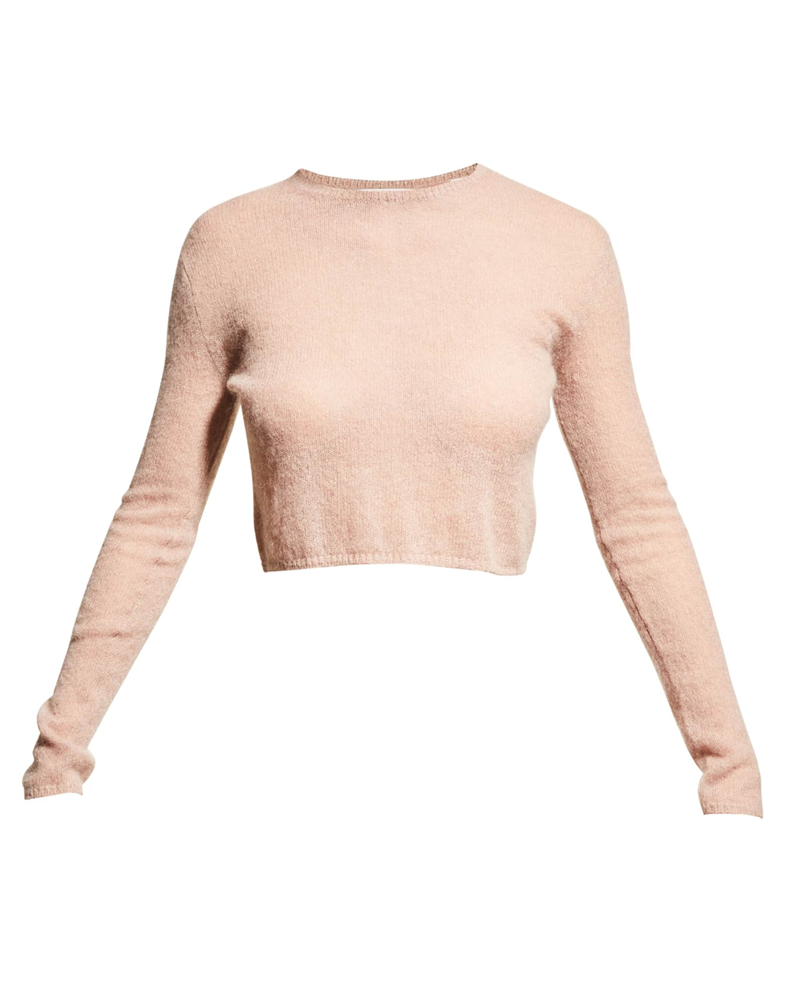 Vince Cropped Brushed Crewneck Sweater | Neiman Marcus