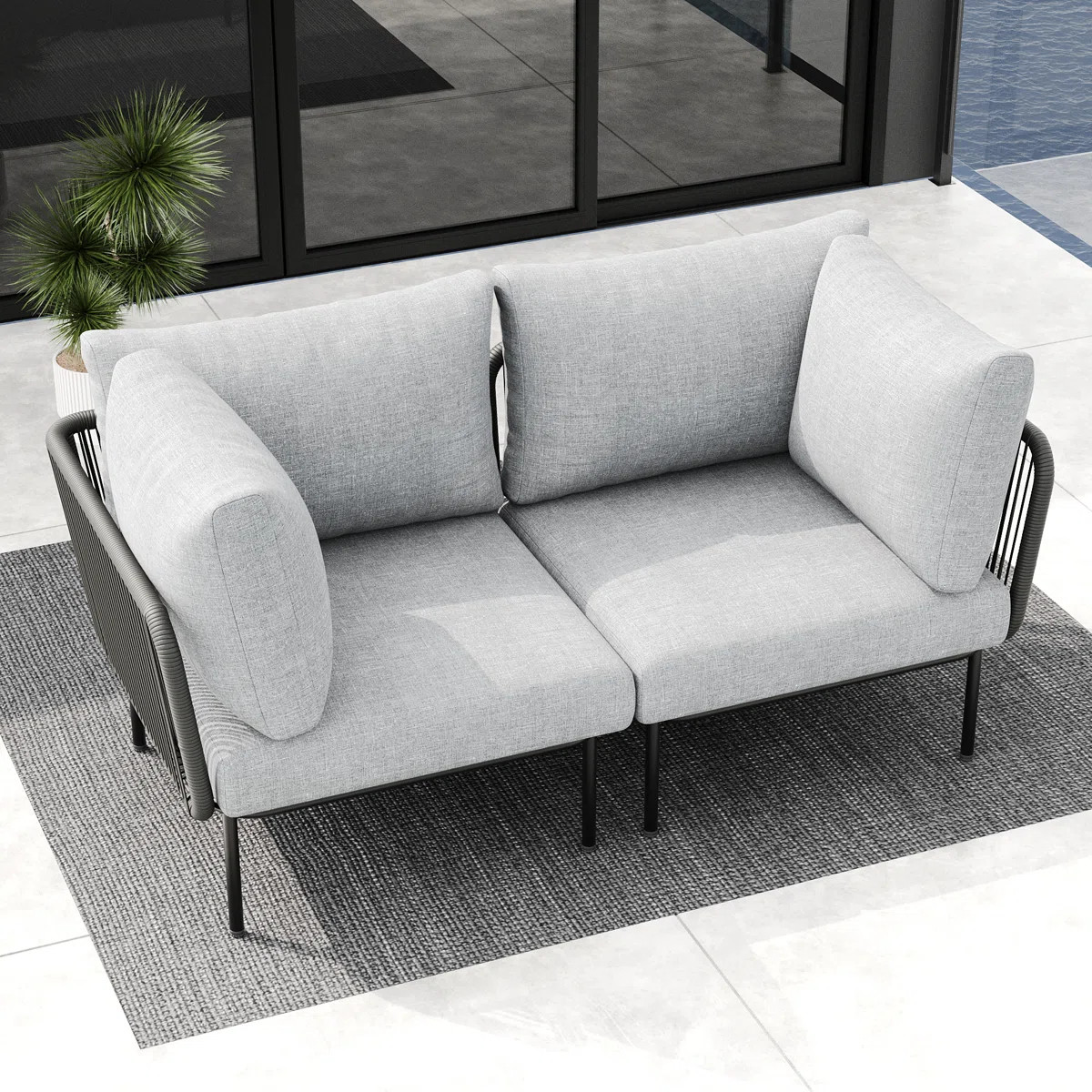 Layinsun Outdoor Patio Woven Rope Wicker Modular Corner Chair (Set Of 2) | Wayfair North America