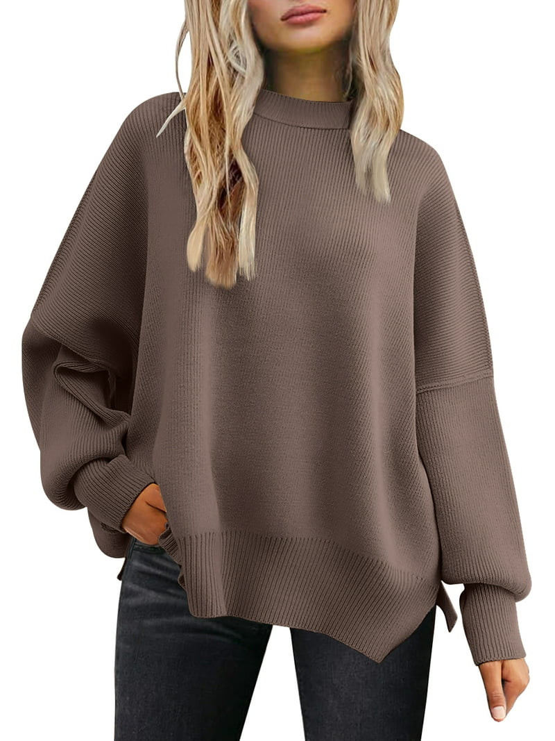 SUNBS Oversized Sweaters for Women Winter Crewneck Pullover - Cozy Knit Long Sleeve Top Casual Lo... | Walmart (US)