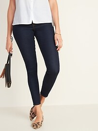 Mid-Rise Dark-Wash Rockstar Super Skinny Jeggings for Women | Old Navy (US)