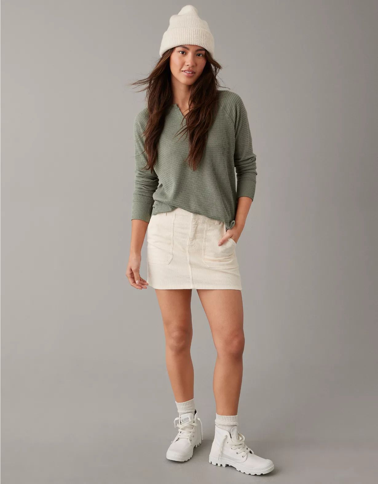 AE Oversized Long-Sleeve Plush Tee | American Eagle Outfitters (US & CA)